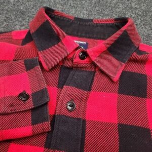 Bonobos Mens Small Red Black Buffalo Plaid Flannel Slim Fit Button Up Shirt READ